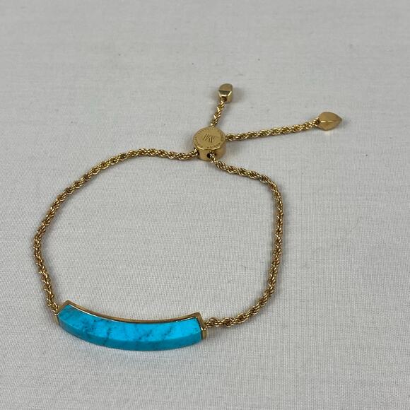 Monica Vinader Linear Turquoise 18K Yellow Gold Vermeil over Sterling Bracelet - Picture 1 of 7